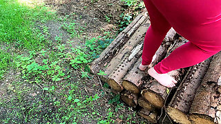 Lie Down on the Tree Trunk with Your Bare Torso