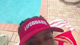 Tall Bikini Lifeguard Delivers Sensual Outdoor POV Poolside Passion