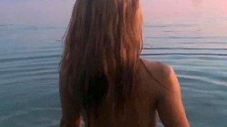 Blonde teen nudist Virginie at beach