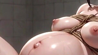 9 Months Pregnant in Bathroom Bondage Smoking & Drinking - Desperate for Creampie