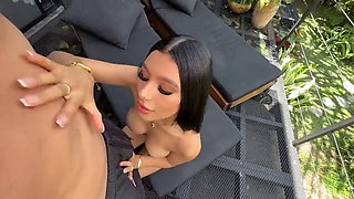 Young Colombian Woman Vs. Big Dick in Public!