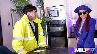 Big-Butted Redhead Firegirl Negotiates Kitchen Renovation POV