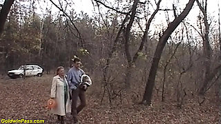 Busty chubby redhead mature enjoy outdoor sex with her young toyboy