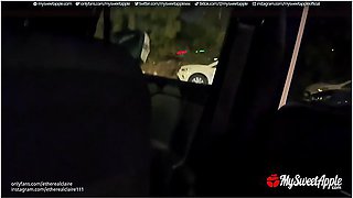 Double Blowjob In The Car - Blonde And Brunette Suck A Big Cock Afterparty