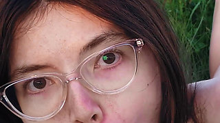 Real Beautiful Sex in Nature in the Middle of the Field with a Cute Brunette Giving a Gentle Blowjob, Ready for Penetration