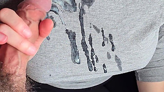 Hot Handjob with Massive Cum on Clothes