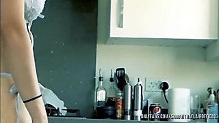 Naughty Stepdaughter Samantha Flair Watches Stepdad Fuck in Kitchen - Petite Teen with Glasses