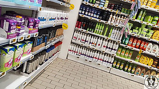 Crazy Rebeca Addams in Jeans Buttcrack at the Supermarket