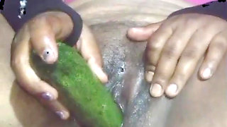 Today, Indian bhabhi quenched her desire by inserting a cucumber into her pussy.