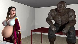 Pregnant Indian Housewife Savita Bahu Breastfed by Big Black Sasur - Hot Lactating Tit Fuck & Milk Sucking Hentai Part 1