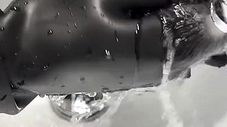 two women fetish latex asslicking and anal mff