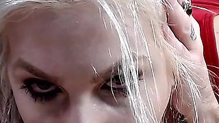 Throat Pussy Gags and Blows Bubbles on Cock.
