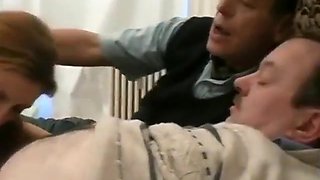 Two Old Sacks Have Fun With A Young Maid