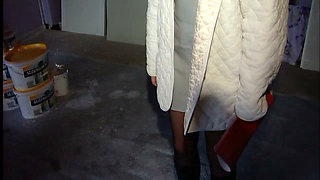Cute Brunette Blows a Hot Cock on the Toilet