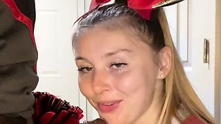 Plump ebony tugging a big white cock close up and loving it