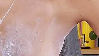 Hot Wife with Amazing Natural Tits Gets Her Pussy Filled While Working in the Kitchen