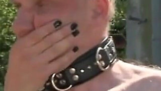Humiliating kneeling threesome