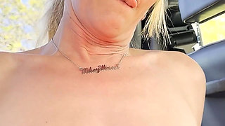 Submissive Slut Blindfolded, Naked and Used While Driving on the Highway!