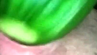 I wake up horny at night and I start fucking my pussy with cucumber. Close up mature amateur pussy wet.
