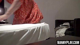 Mature maid Celine is disciplined with immense spunk-pump for stealing money