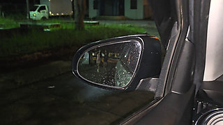 A Penis Flashing on a Rainy Night for Two Brunettes on the Street