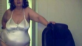 Big-Titted BBW Granny on Webcam in Satin Body Suit