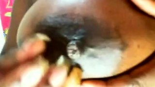 Big-Titted Black Latina Masturbates on Webcam