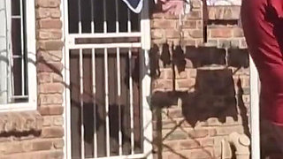 Outdoor Fucking While Taking off the Laundry