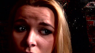 Tied French babe gets assfucked in the dungeon