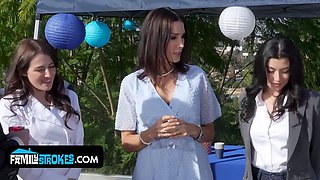 Step sisters at war: gal, aubree, and their horny stepbrother's crazy rail