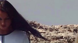 Sweet babes gets naughty at the beach