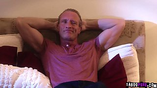 Stepdaughter in bed together with her stepdad