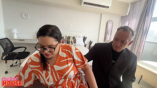 Cuckold Sharing His Chubby Wife with a Fellow Church Member