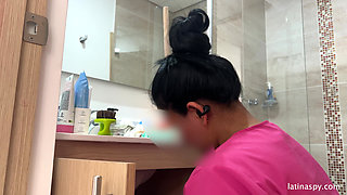 Perfect latina maid looks good in cleaning gear part 3
