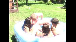 Two Young Sluts Fucked and Cummed on Their Beautiful Tits by Two Big Cocks