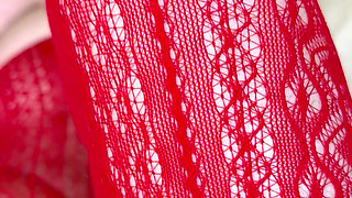 Red pantyhose showing