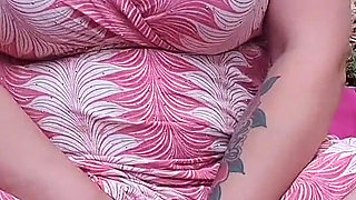 Outdoor Adventure in the Woods: Big, Hairy Pussy Squirts Twice in Red Lingerie.