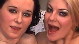 Blonde Babe Tongue Out Dripping in Group Orgy Frenzy